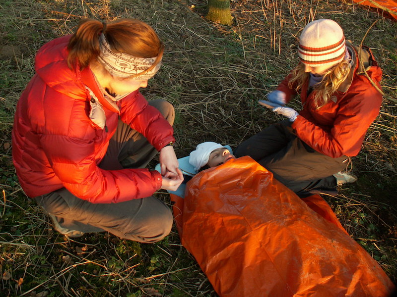 Casualty in survival bag